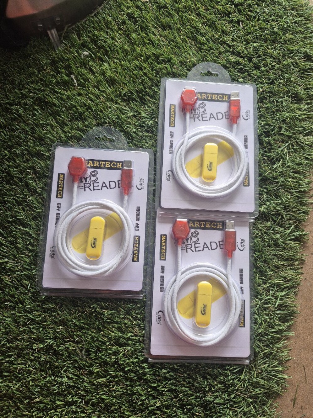 3 X White Braided USB Cable with Yellow Clip - New USB Type A Reader Brand New
